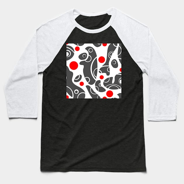 Whale Sonics Grey and Red on White Baseball T-Shirt by ArtticArlo